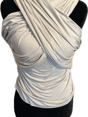 Commense Draped Cross-Front Tank Top in Cream